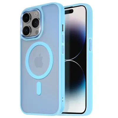 Ohišje MagSafe za iPhone 14 Pro Max Back Mat Frosted Obris, Svetlo modra