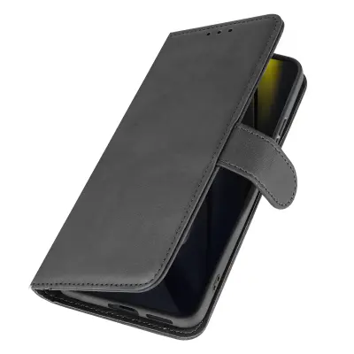 Torbica za Xiaomi Poco F6 Vintage denarnica Clap, Črna