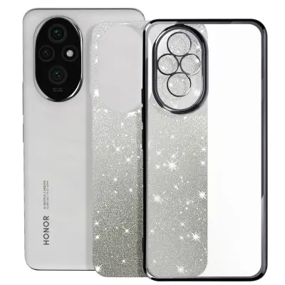 Ovitek za Honor 200 Glitter Pattern Silikonska zaščita kamere, Črna