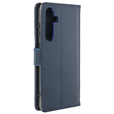 Torbica za Samsung Galaxy A55 Pristno usnje Zaponka denarnice, Modra noč