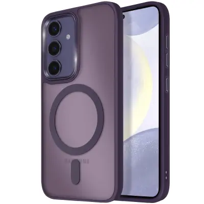 Ohišje MagSafe za Galaxy S24 Plus in S25 Plus Frosted Matte Back Obris, Vijolična