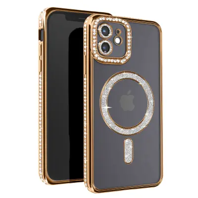 Diamond Case za iPhone 12 Zaščita MagSafe Contour Strass, Zlata