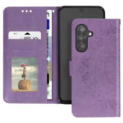 Mandala Flower Case za Samsung Galaxy A26 Wallet z vrvico, Vijolična