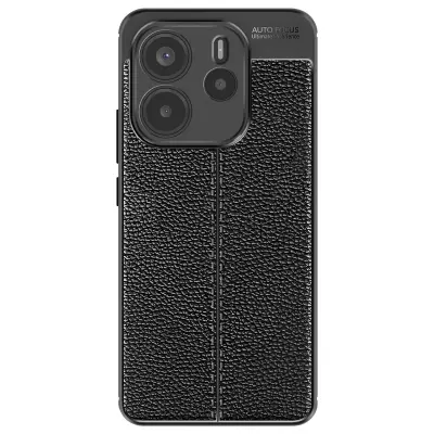 Ovitek za Xiaomi Redmi Note 14 4G Silikon z učinkom zrnatega usnja, Črna