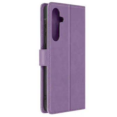 Torbica s preklopom za Samsung Galaxy A55 Denarnica za videoposnetke z ročnim trakom, Svetlo vijolična