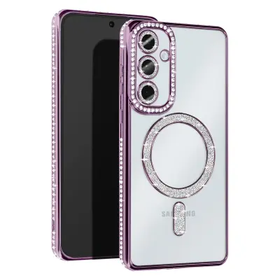 Diamantno ohišje za Samsung Galaxy A35 MagSafe Contour Strass, Vijolična