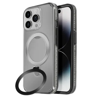 Ohišje MagSafe, odporno na udarce, za iPhone 14 Pro s stojalom, Črna