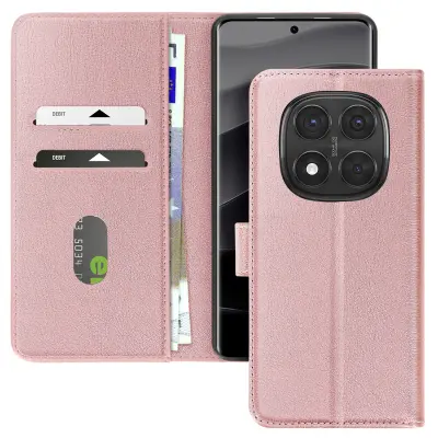 Ohišje za Redmi Note 14 Pro in 14 Pro Plus denarnica in stojalo, Šampanjec roza