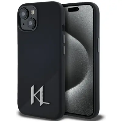 SILIKONSKI OVITEK SHADOW KARL LAGERFELD ZA IPHONE 15 S KOVINSKIM LOGO IN ZAŠČITO