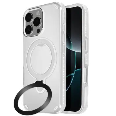 Ohišje MagSafe, odporno na udarce, za iPhone 16 Pro s stojalom, Bela