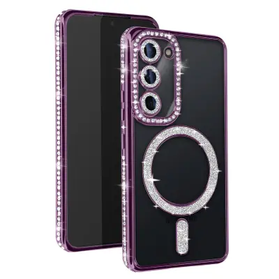 Diamantno ohišje za Samsung Galaxy S23 MagSafe Contour Strass, Vijolična