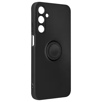 Črn silikonski ovitek z obročem za Samsung A25 5G - serija Flexyring, Črna