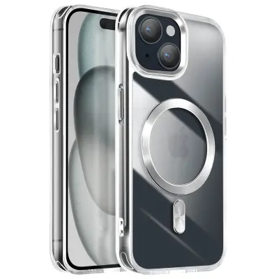 Ohišje MagSafe za iPhone 15 Dos Cristal Color, Srebrna