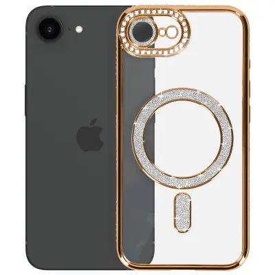 Diamantni ovitek za iPhone 16e MagSafe Obris Strass, Zlata