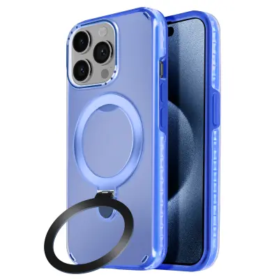Ohišje MagSafe, odporno na udarce, za iPhone 15 Pro s stojalom, Modra