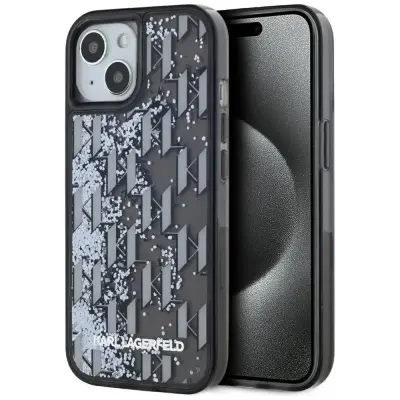 OVITEK KARL LAGERFELD TEKOČI BLEŠČICE MONOGRAM GRADIENT ZA IPHONE 15 ZAŠČITNA