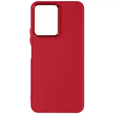Mehka torbica za Xiaomi Redmi 13C - karminsko kovinska kontura kamere, Karmin