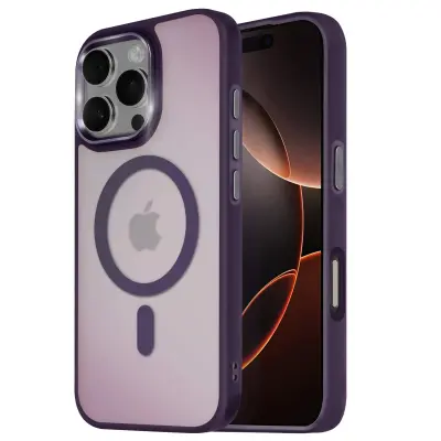 Ohišje MagSafe za iPhone 16 Pro Hrbtna podloga Frosted Obris, Vijolična