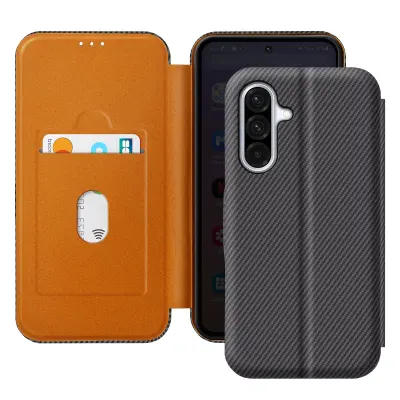 Karbonsko ohišje za držalo kartic Samsung Galaxy A56 s podporo proti RFID, Temno siva
