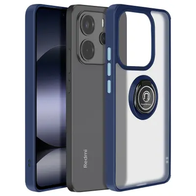 Ohišje za Xiaomi Note 14 4G s kovinskim obročem Video podpora, Modra