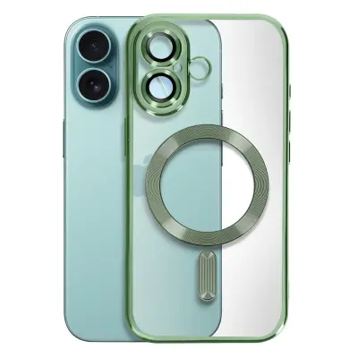 Ohišje MagSafe za iPhone 16 Plus Silikonski kromirani okvir, Temno zelena