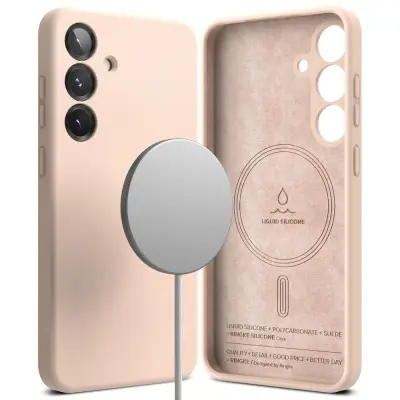 RINGKE SILIKONSKI MAGNETNI MAGSAFE GALAXY S25+ PLUS ROZA PESEK