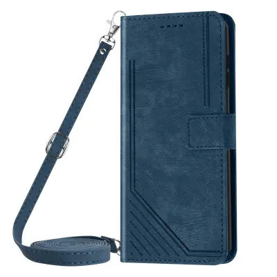 Ohišje za Realme 14T z brušenim učinkom, denarnica z naramnicami, Modra noč