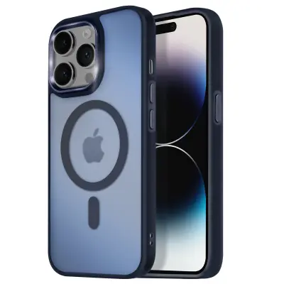 Ohišje MagSafe za iPhone 14 Pro Max Back Mat Frosted Obris, Modra noč