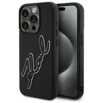KARL LAGERFELD OVITEK HARDCASE 3D ZA IPHONE 15 PRO MAX 6.7 GUMIJASTI PODPIS