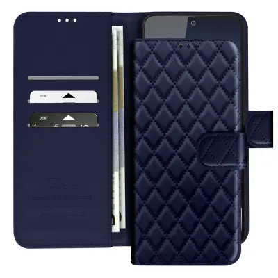 Ohišje za Redmi Note 14 4G Wallet Losange vzorec, Modra noč