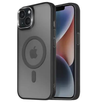 Ohišje MagSafe za iPhone 14 Hrbtna podloga Frosted Obris, Črna