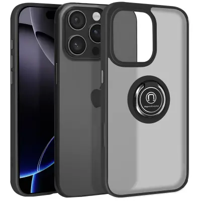Ohišje za iPhone 16 Pro Max Bague Métallique Support Vidéo, Črna