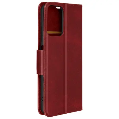 Torbica s preklopom za Motorola Moto G34 5G Gladka teksturirana denarnica Flap, Bordeaux
