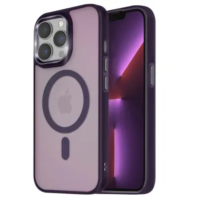 Ohišje MagSafe za iPhone 13 Pro Max Back Mat Frosted Obris, Vijolična