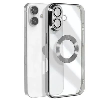 Ohišje serije Glam za iPhone 16 Plus Odporno na udarce, Srebrna