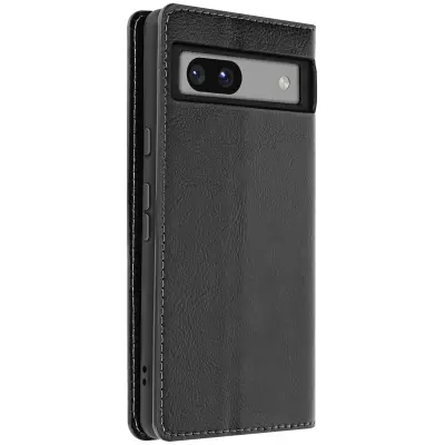 Usnjeni ovitek za Google Pixel 7a Clapet Wallet Video podpora, Črna