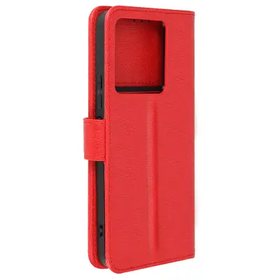 Torbica s preklopom za Xiaomi Redmi Note 13 Pro 5G Portfolio podpore za videoposnetke, Rdeča