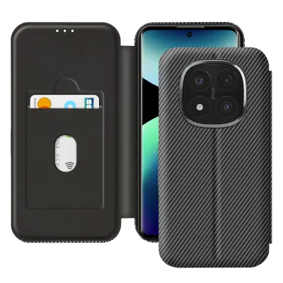 Karbonsko ohišje za Redmi Note 14 Pro in 14 Pro Plus Ohišje za kartice, Črna