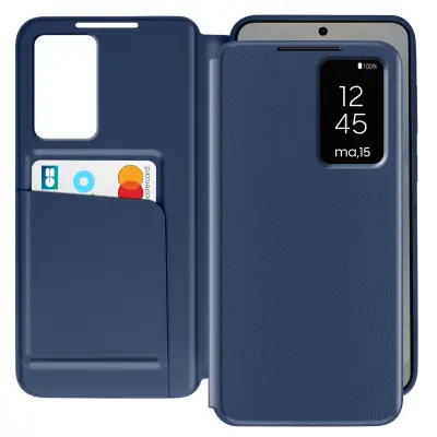 Usnjeno ohišje za Galaxy S25 Display Window Card Case, Modra noč
