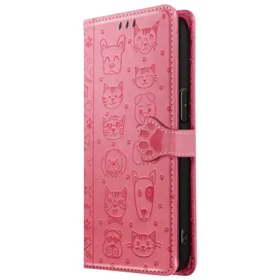 Ohišje za iPhone 16e Design Cat and Dog Wallet Flap, Roza