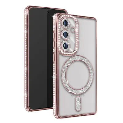 Diamantno ohišje za Samsung Galaxy S24 MagSafe Contour Strass, Šampanjec roza