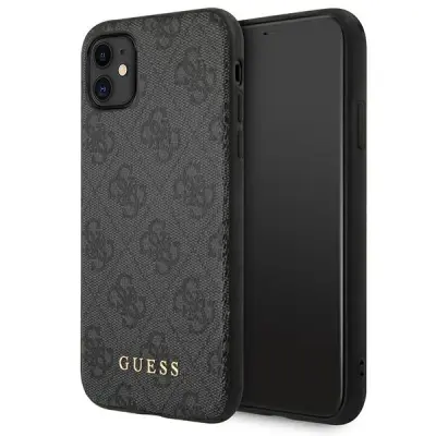 GUESS TRDI OVITEK ZA IPHONE 11 6.1 XR 4G KOVINSKO ZLAT LOGO Z LOGO GREY