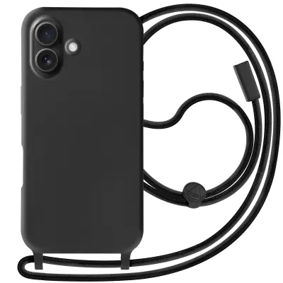 Soft touch Silikonska vrvica Black za iPhone 16 Pro Max, Črna
