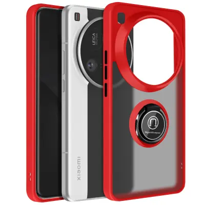 Ohišje za Xiaomi 15 Ultra Magnetic Ring prosojno nazaj, Rdeča