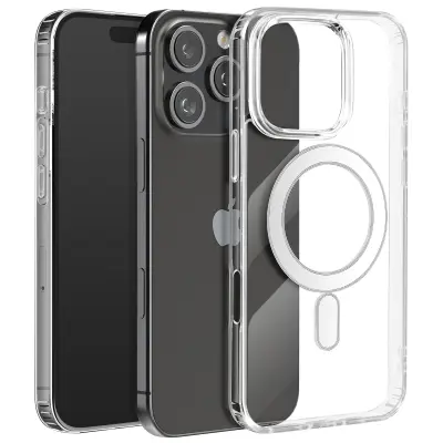 Ohišje MagSafe za iPhone 16 Pro Max Polikarbonatni obris Silikon, Prozorno