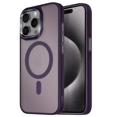 Ohišje MagSafe za iPhone 15 Pro Max Back Mat Frosted Obris, Vijolična