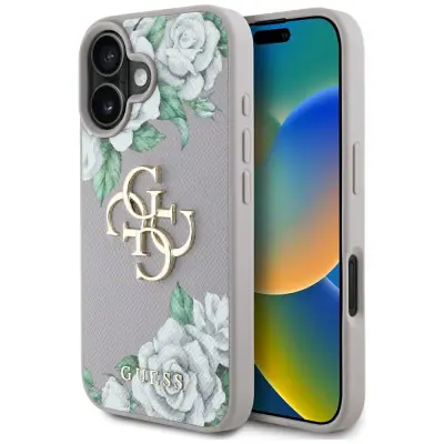 OVITEK GUESS ZA IPHONE 16 BLUE ROSE Z LOGO 4G ZAŠČITA PRED POŠKODBAMI