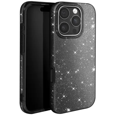 Ohišje z bleščicami za iPhone 16 Pro Odporen na udarce Glitter, Črna