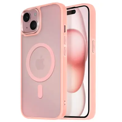 Ohišje MagSafe za iPhone 15 Hrbtna podloga Frosted Obris, Roza