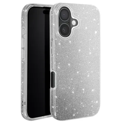 Ohišje z bleščicami za iPhone 16 Plus Odporen na udarce Glitter, Srebrna
